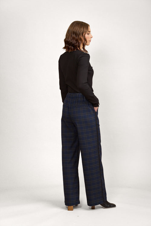 Knewe - COMO Wide Leg Blue Check Pant K7104