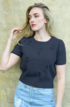 Coop - BOW-DELICIOUS Navy Knit Top