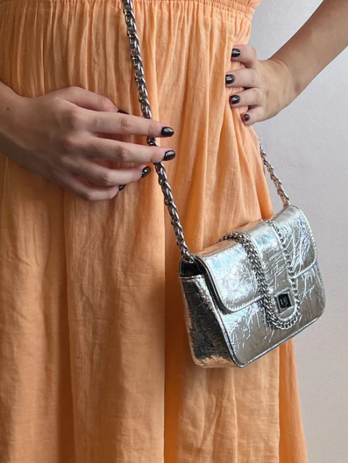 MINX - COSMIC DIVA Silver Crinkle Handbag