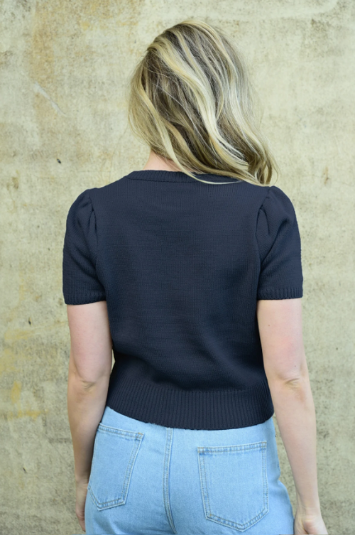 Coop - BOW-DELICIOUS Navy Knit Top